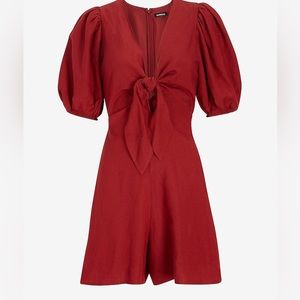 Express Linen Romper Blend Puff Sleeve used Size S’